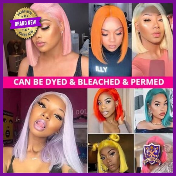 Human Hair Bob Wig 12 Inch 180 Density Glueless Lace Front main image 7